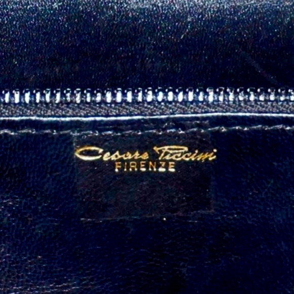 CESARE PICCINI Vintage Velvet Satchel w/ Leather Trim Red/Blk Gold HW - Picture 13 of 13